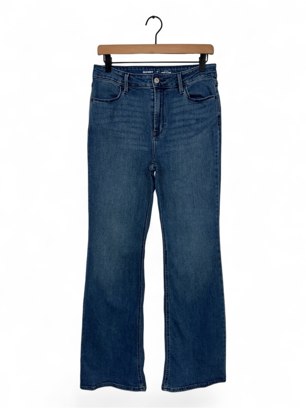 WJ185 {Old Navy} "High Rise Wow Flare" Blue Denim Jeans